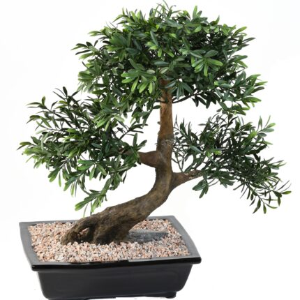 Künstlicher Bonsai Schwarz-Weide, ca. 50cm hoch, grün
