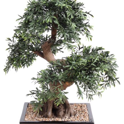 Künstlicher Bonsai Schwarz-Weide, ca. 70cm hoch, grün