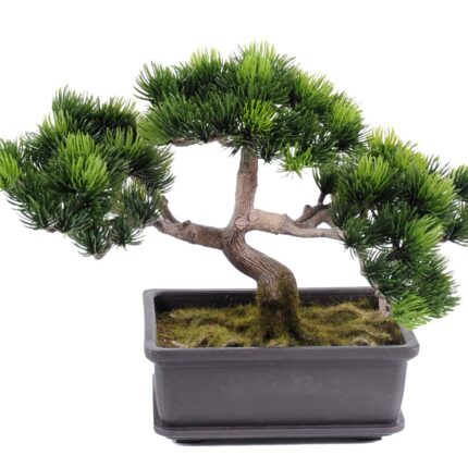 Künstliche Mini Bonsai-Kiefer, ca. 22cm hoch, grün