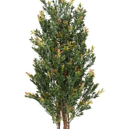 Künstlicher Rotblühender Buchsbaum, ca 130cm - UV-Beständig, grün mit roten Blüten