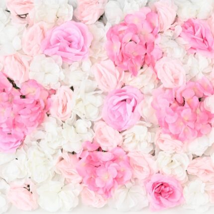Künstliche Blumenwand, Weiss-Pink | 40×60cm