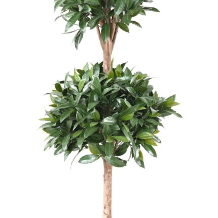 Künstlicher Lorbeer-Doppelkugel-Baum, ca 140cm - UV-Beständig, grün