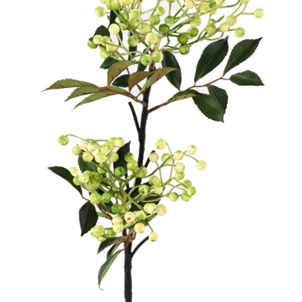 Künstlicher Zweig mit weissen Beeren, ca 85cm, weiss