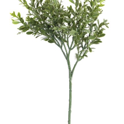 Künstlicher Buchsbaumzweig Red Day, 45cm, Schwer entflammbar B1/RF2, grün