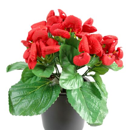 Künstliche Pantoffelblume, ca 30cm, rot