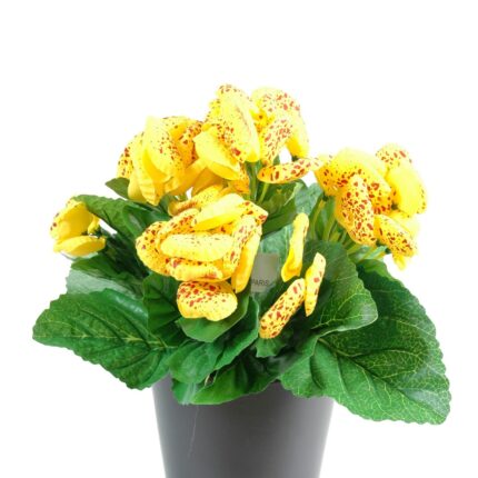 Künstliche Pantoffelblume, ca 30cm, gelb