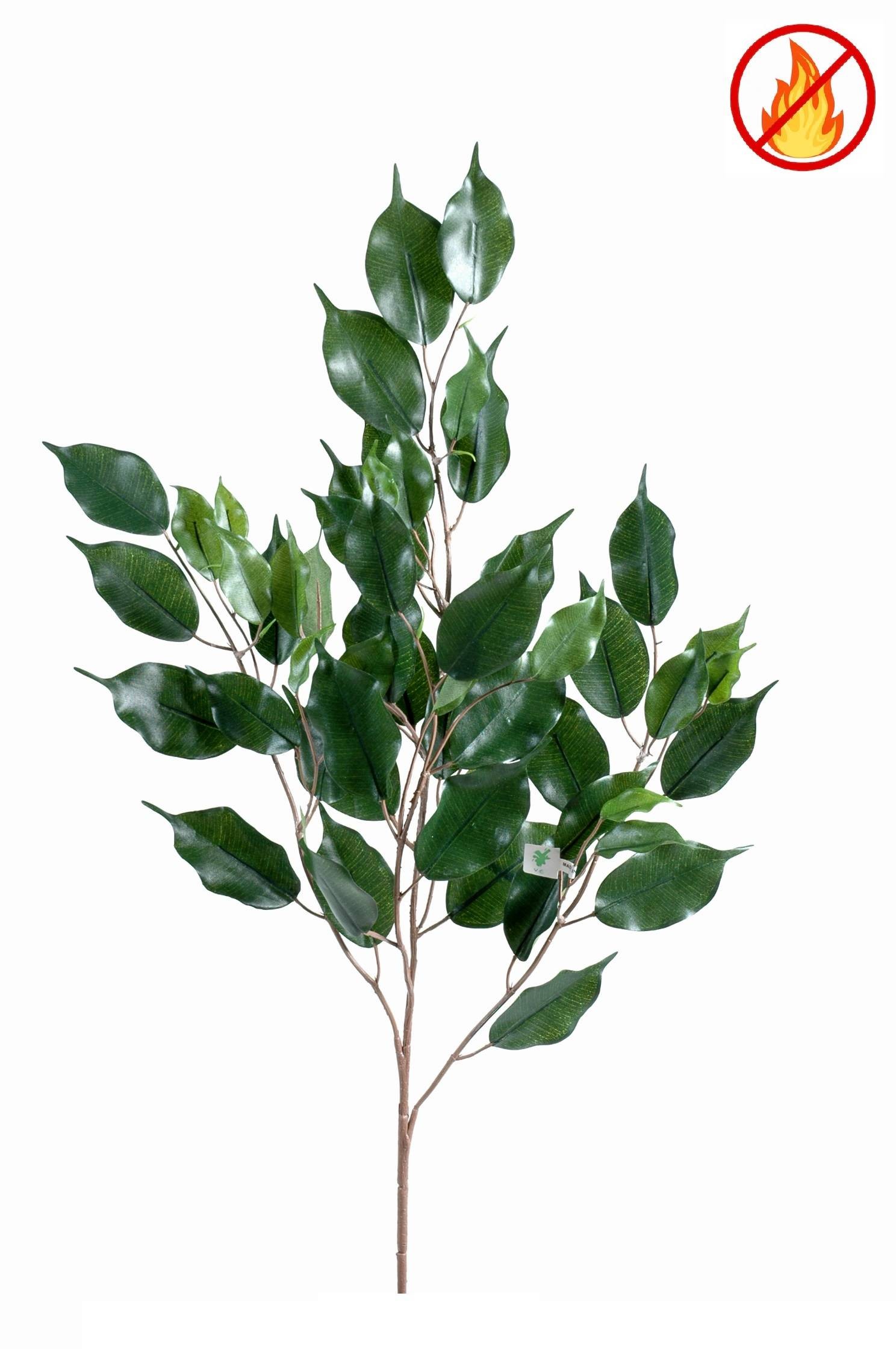 Künstlicher Ficus-Exotica-Zweig, ca 76cm, Schwer entflammbar B1/RF2, grün 1 Künstlicher Ficus-Exotica-Zweig, ca 76cm, Schwer entflammbar B1/RF2, grün
