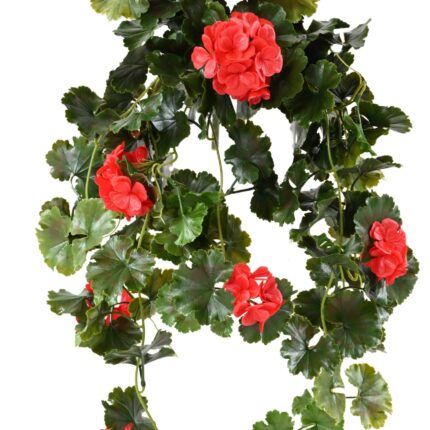 Künstliche Hängende Geranie, ca 65cm, UV-beständig, rot
