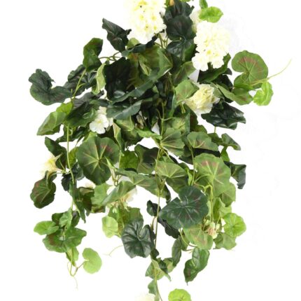 Künstlicher Geranien Hängebusch, ca 60cm, weiss