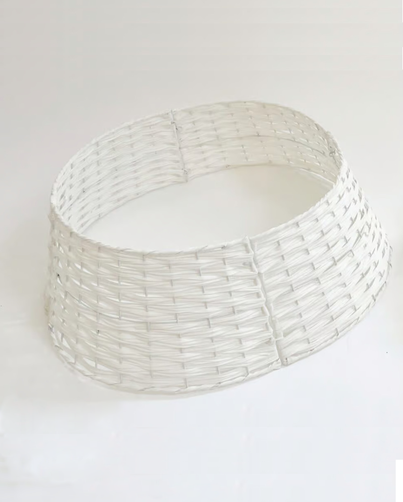 Rattan Weihnachtsbaumrock | Weihnachtsbaumständer-Abdeckung | - Korb in weiss- 50×65 cm 1 Rattan Weihnachtsbaumrock | Weihnachtsbaumständer-Abdeckung | - Korb in weiss- 50×65 cm