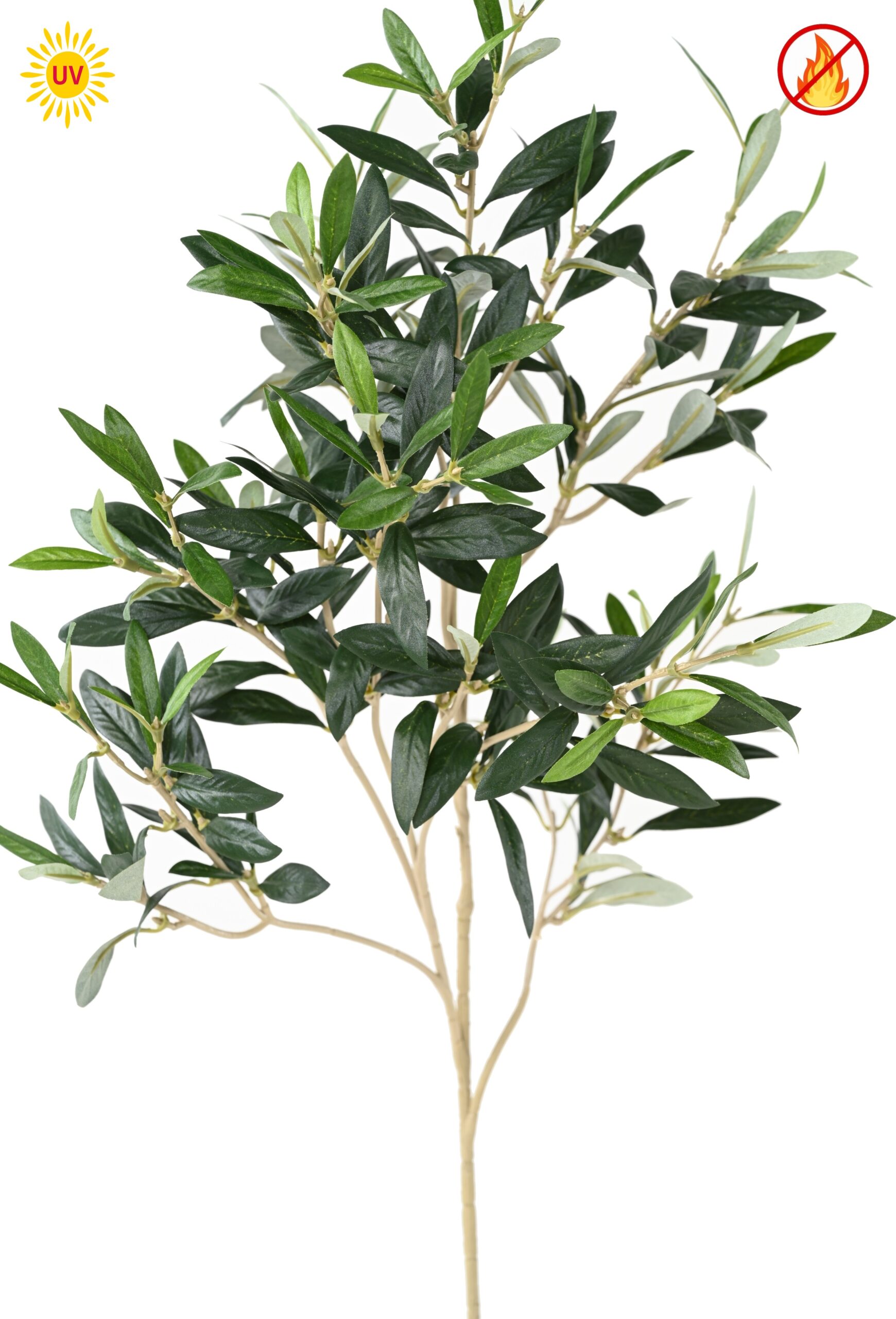 Künstlicher Olivenbaum Zweig, ca 90cm, UV-Beständig, Schwer entflammbar B1/RF2, grün 1 Künstlicher Olivenbaum Zweig, ca 90cm, UV-Beständig, Schwer entflammbar B1/RF2, grün