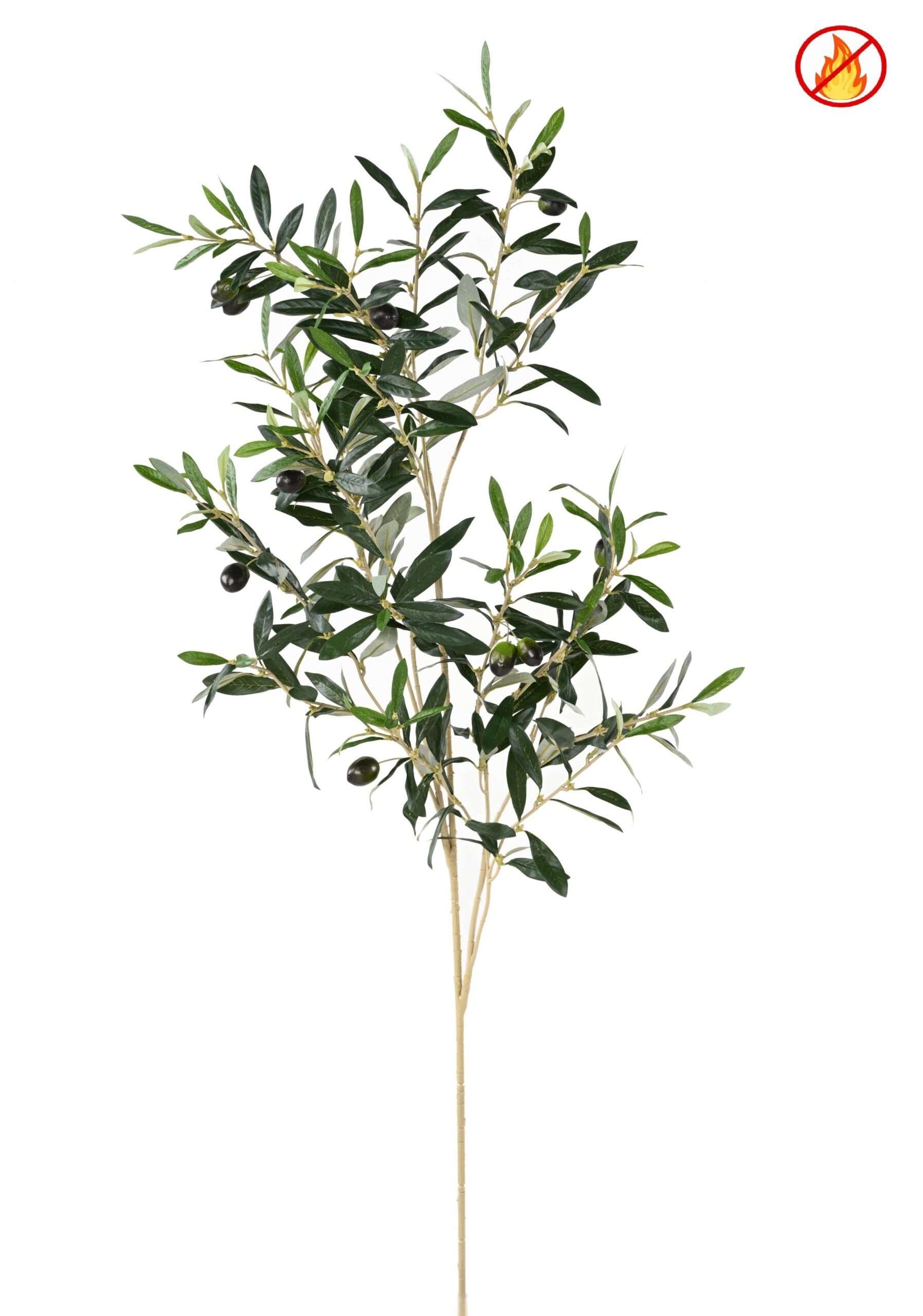 Künstlicher Olivenbaum Zweig, ca 109cm, Schwer entflammbar B1/RF2, grün 1 Künstlicher Olivenbaum Zweig, ca 109cm, Schwer entflammbar B1/RF2, grün