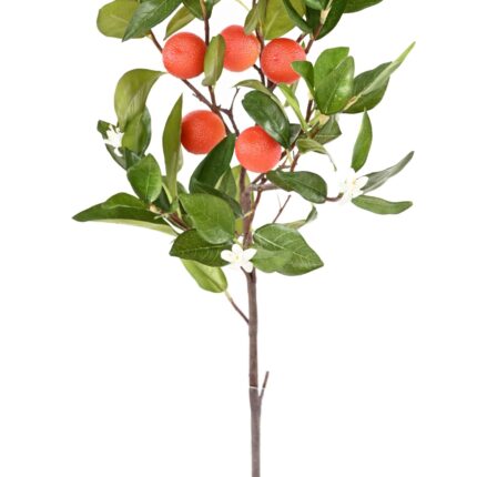 Künstlicher Orangenbaum-Zweig, ca 55cm, grün/orange/weiss