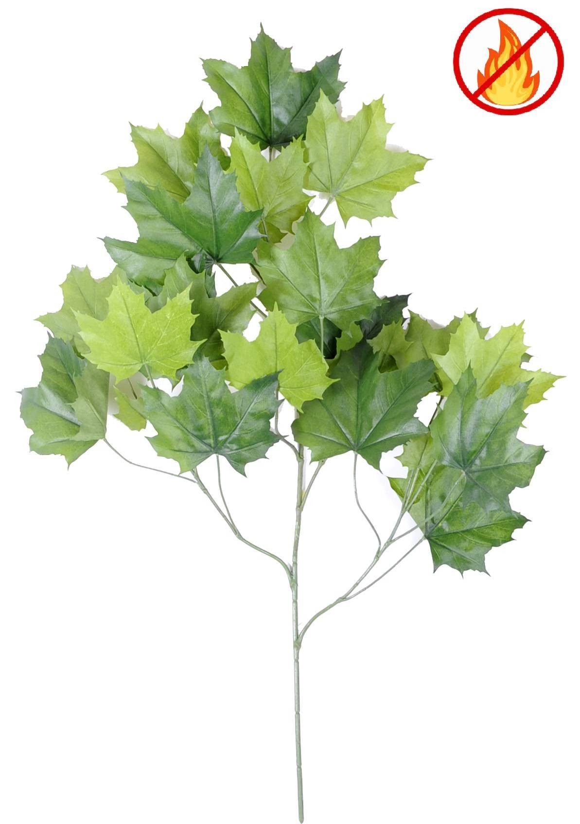 Künstlicher Platanen-Zweig, ca 79cm, Schwer entflammbar B1/RF2, grün 1 Künstlicher Platanen-Zweig, ca 79cm, Schwer entflammbar B1/RF2, grün