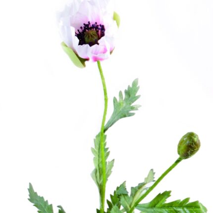 Künstliche Poppy-Blume, weiß, ca. 66cm hoch
