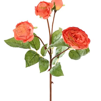 Künstliche Rose, orange, ca. 60cm hoch - Pflegeleicht!