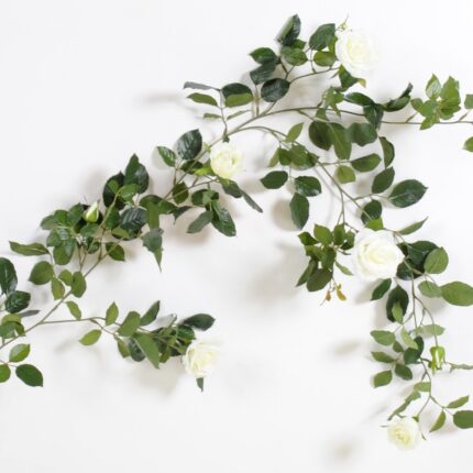 Künstliche Girlande, ca 140cm, weiss mit Royal Rose